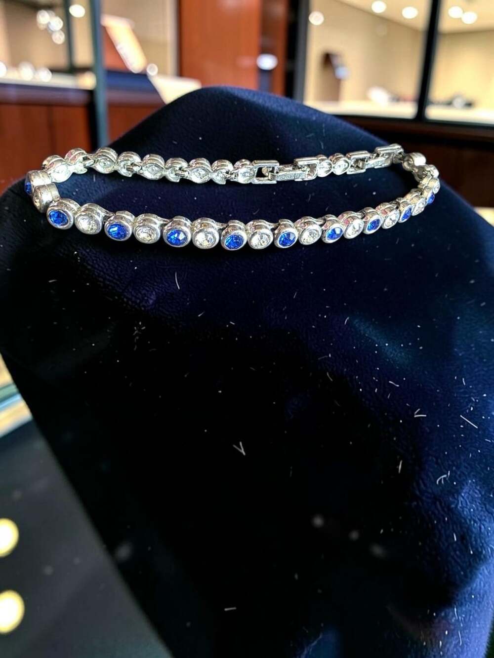 Avon Blue & White Gemstone Tennis Bracelet